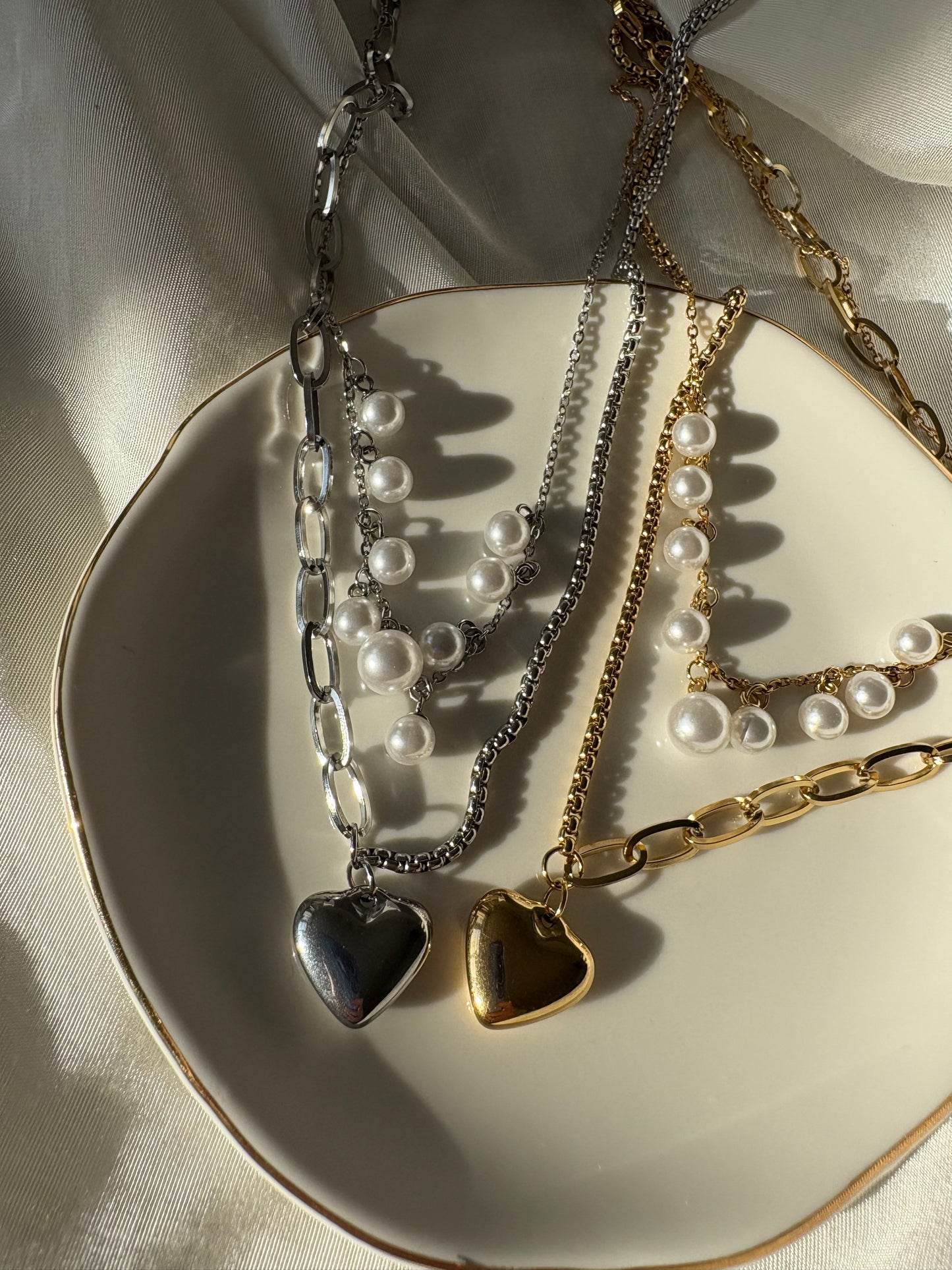 Edelstahl Kette Valentine Pearl