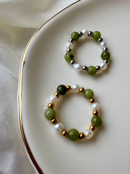 Perlenring Matcha Süßwasserperle