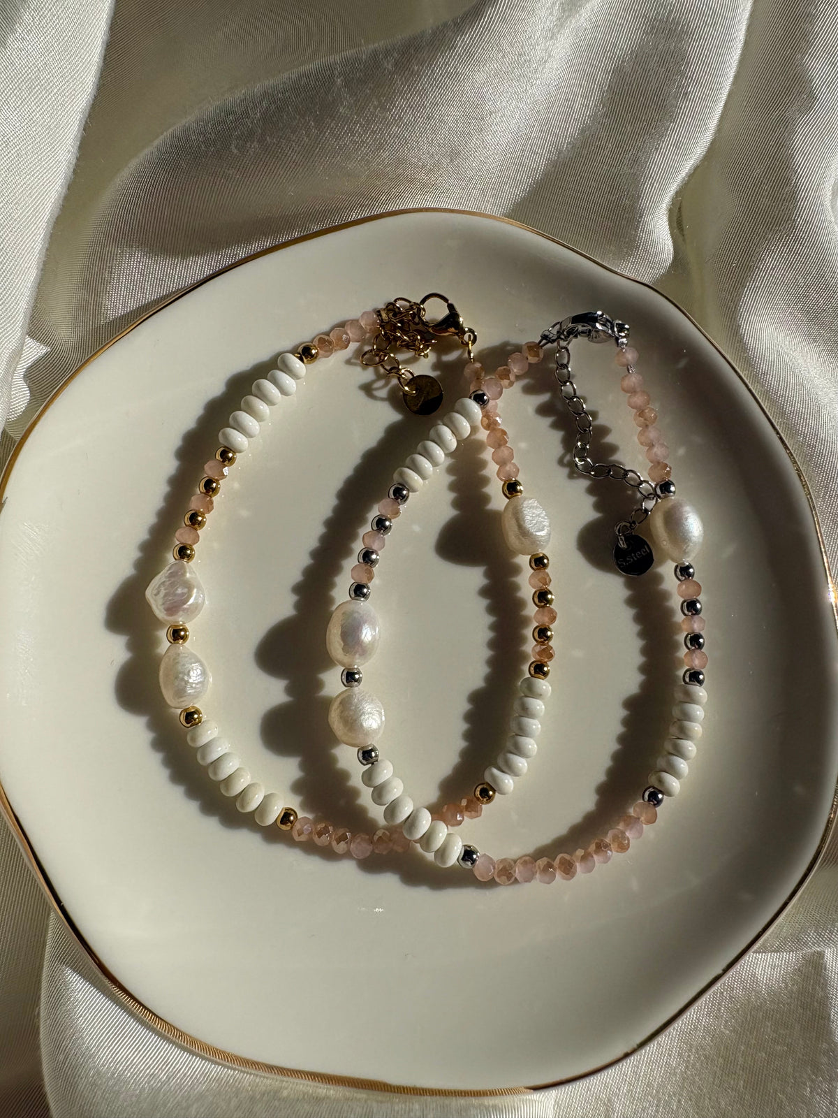 Edelstahl Armband Rose Pearl
