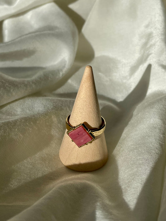 Edelstahl Ring Rose Stone