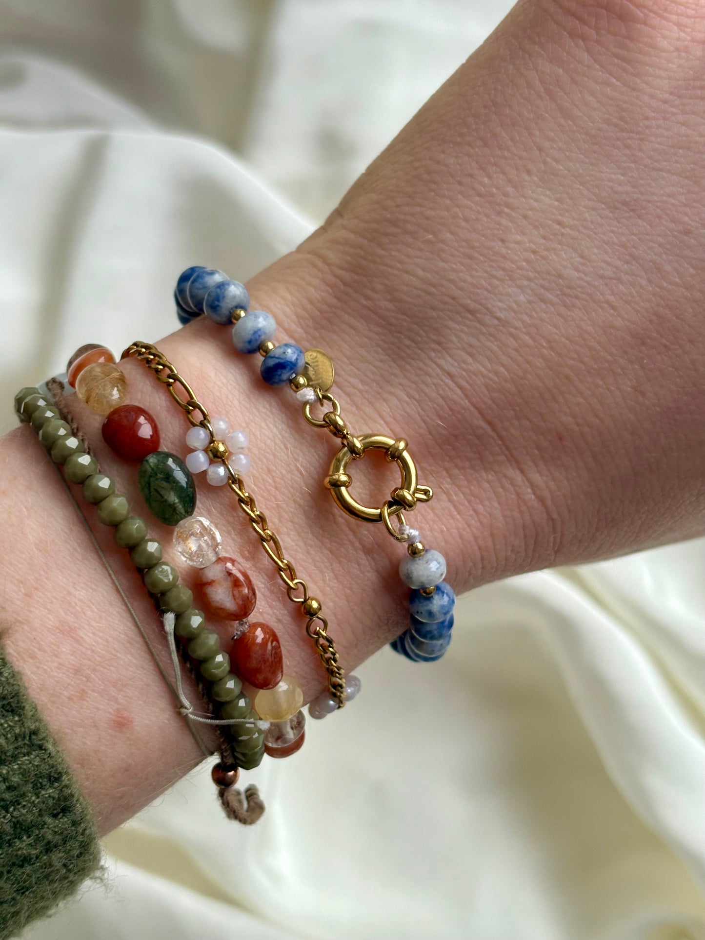 Edelstahl Armband Blue Pearl