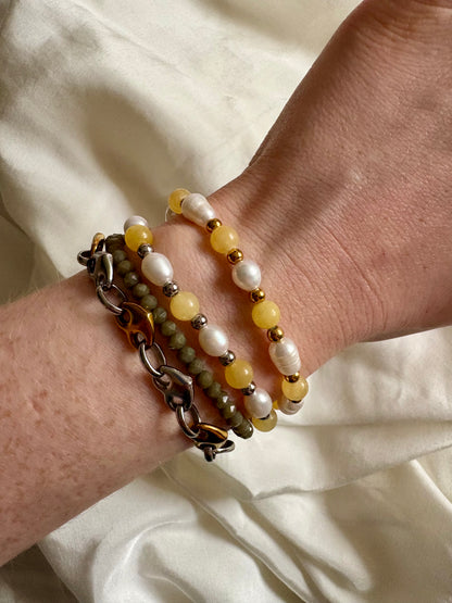 Pastellgelbes Süßwasserperle Armband