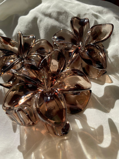Blumen Haarspange Braun Leo Herbst Groß