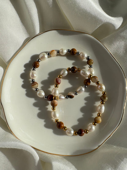 Braunes Süßwasserperle Armband