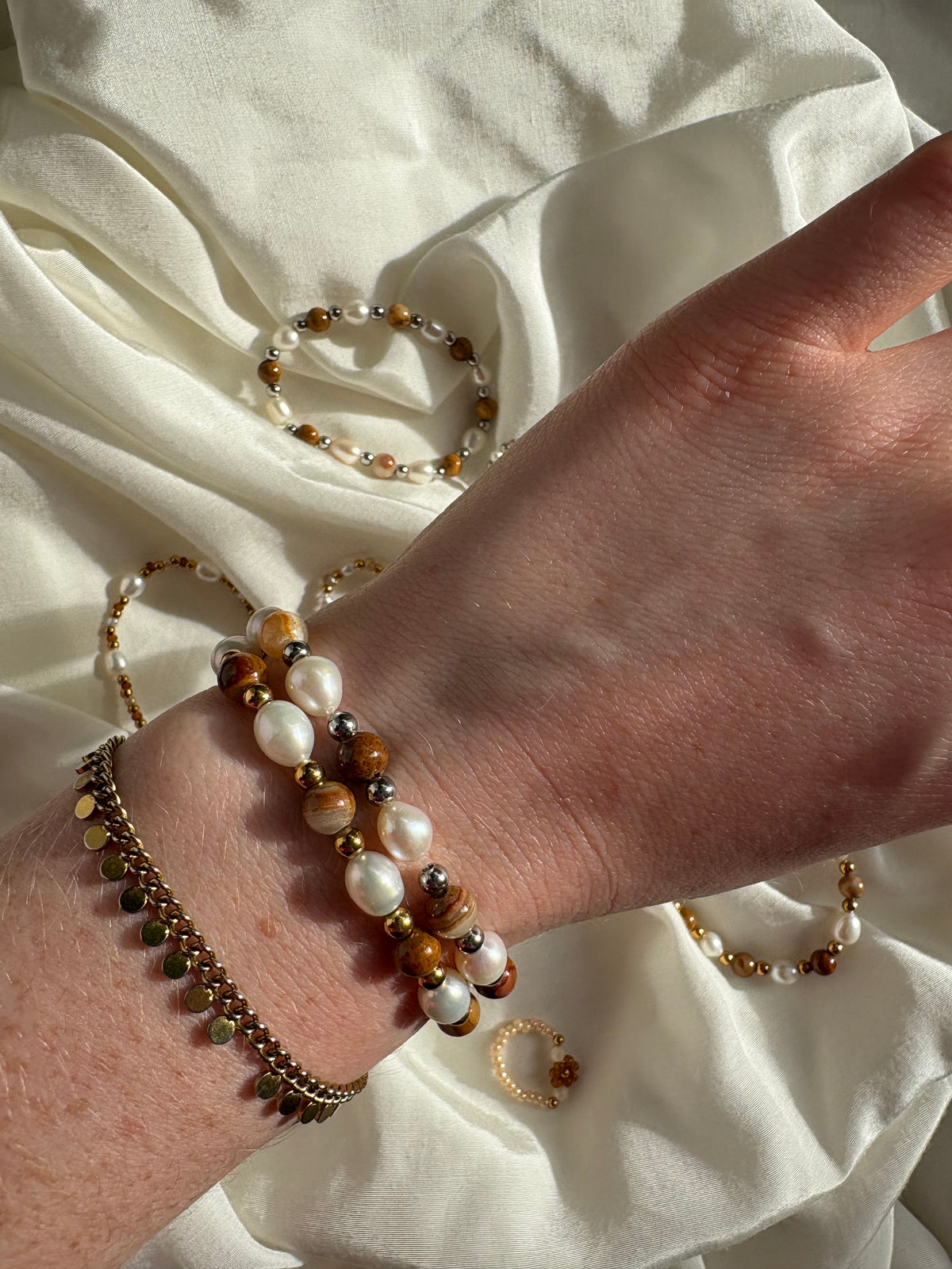 Braunes Süßwasserperle Armband