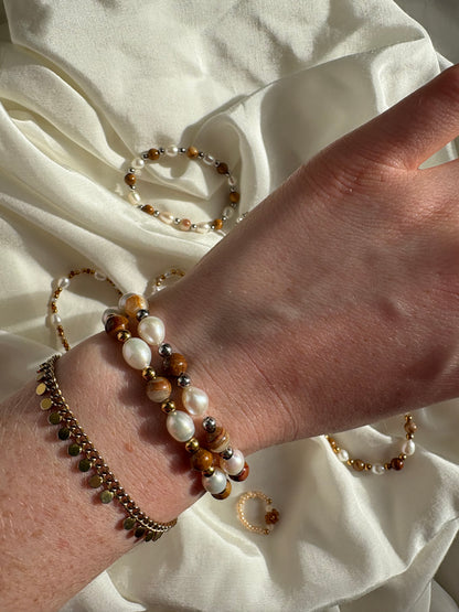 Braunes Süßwasserperle Armband