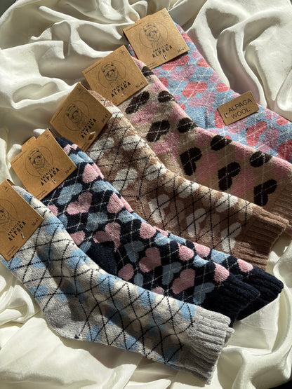 Alpaka Socken Karo Herz