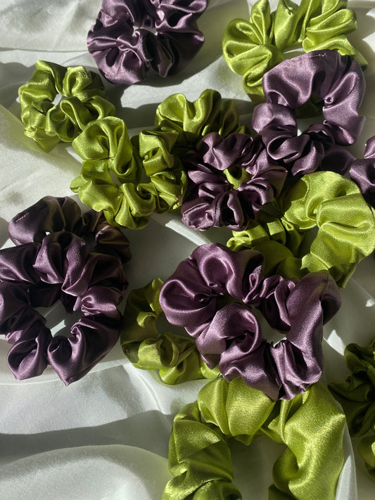 Scrunchie Satin Grün & Lila