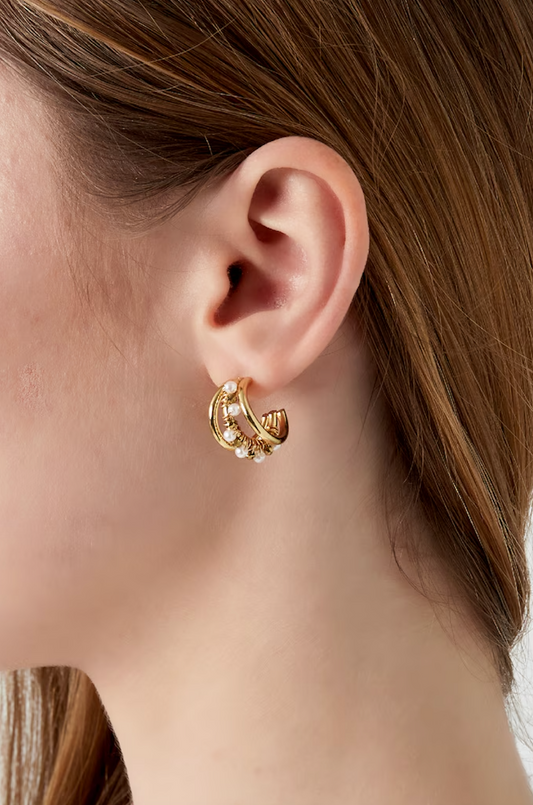 Edelstahl Ohrringe Pearls Curl