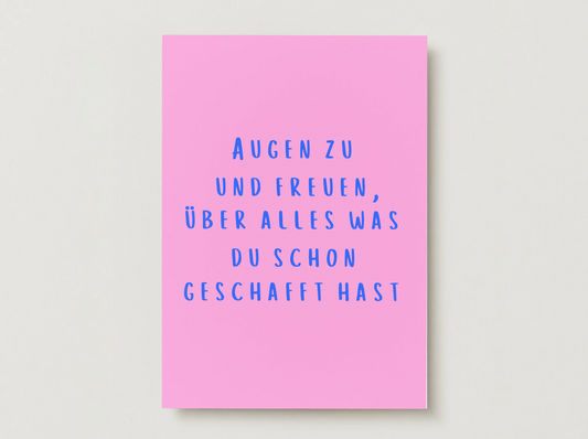 Postkarte "Augen zu und freuen"