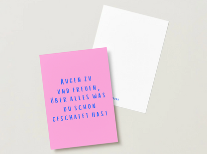 Postkarte "Augen zu und freuen"
