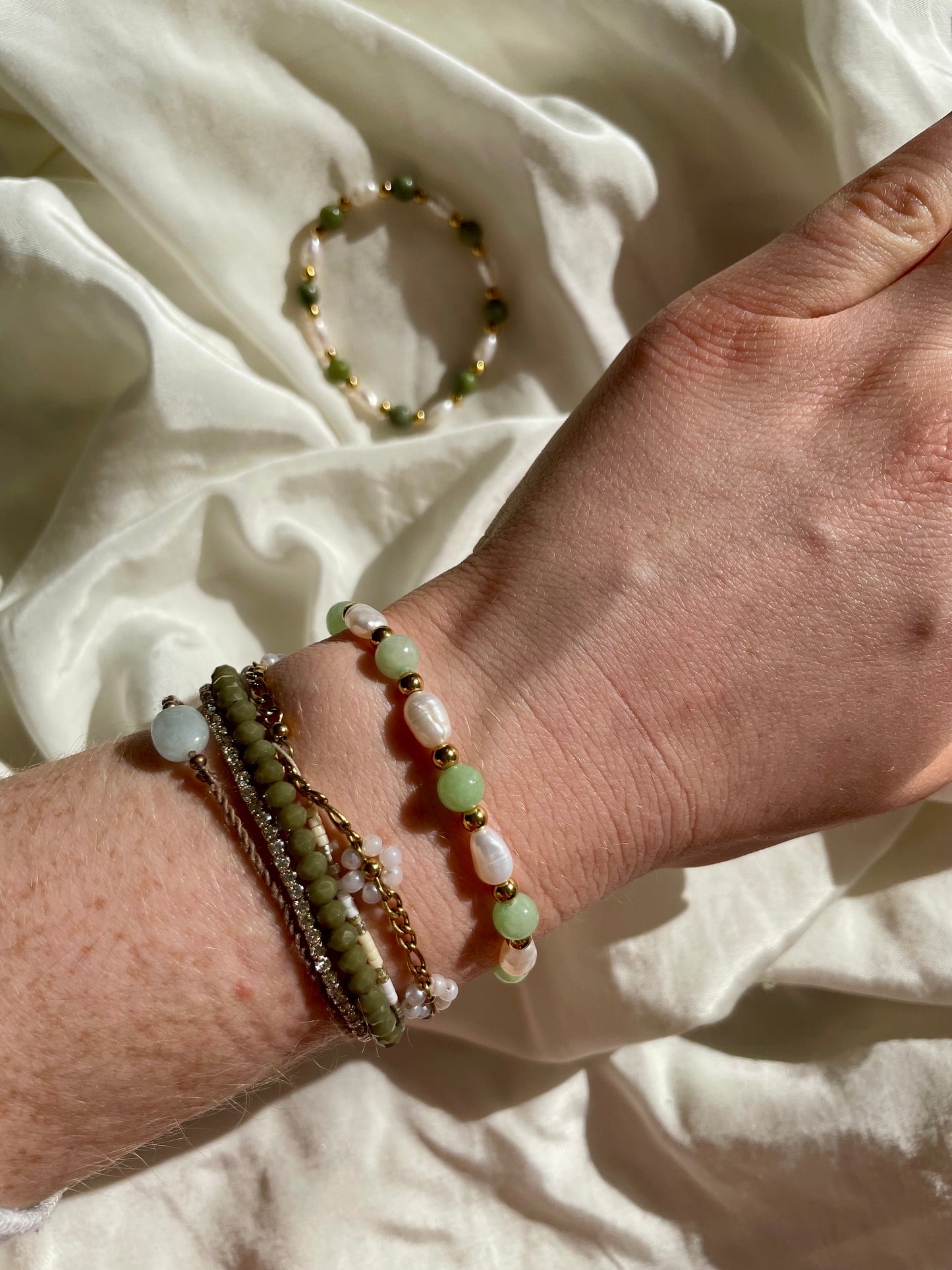 Matcha Armband Süßwasserperle