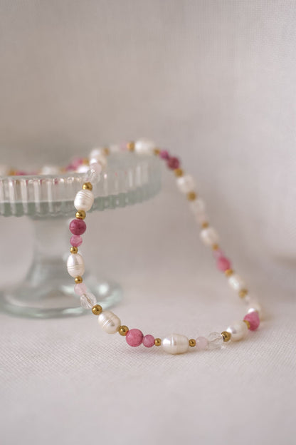 Süßwasserperlen Kette Rosa