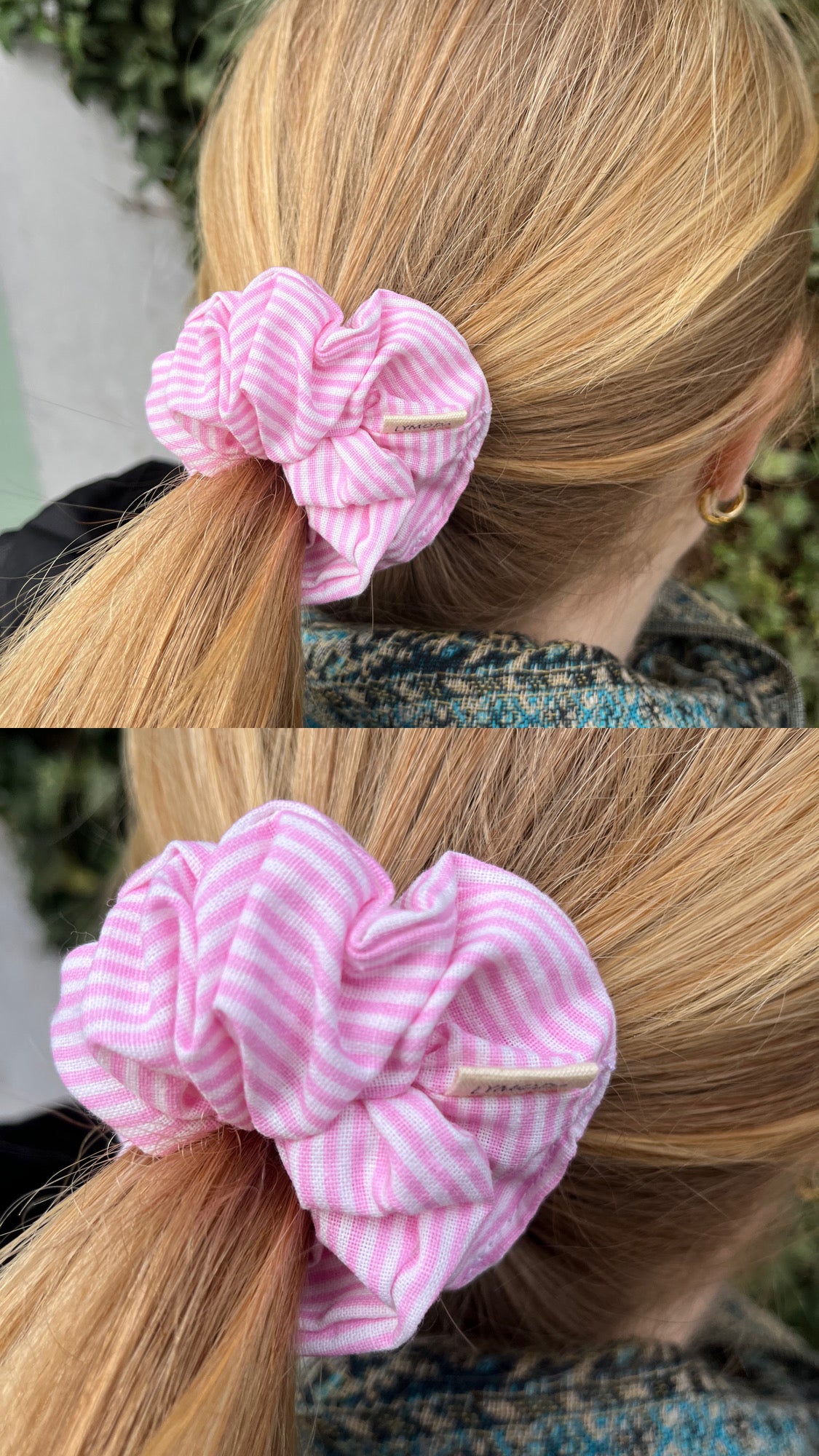 Scrunchie gestreift Pink Grün