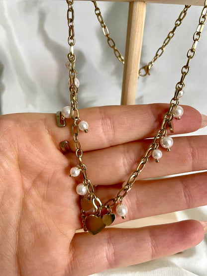 Edelstahl Kette Hearth & Pearls
