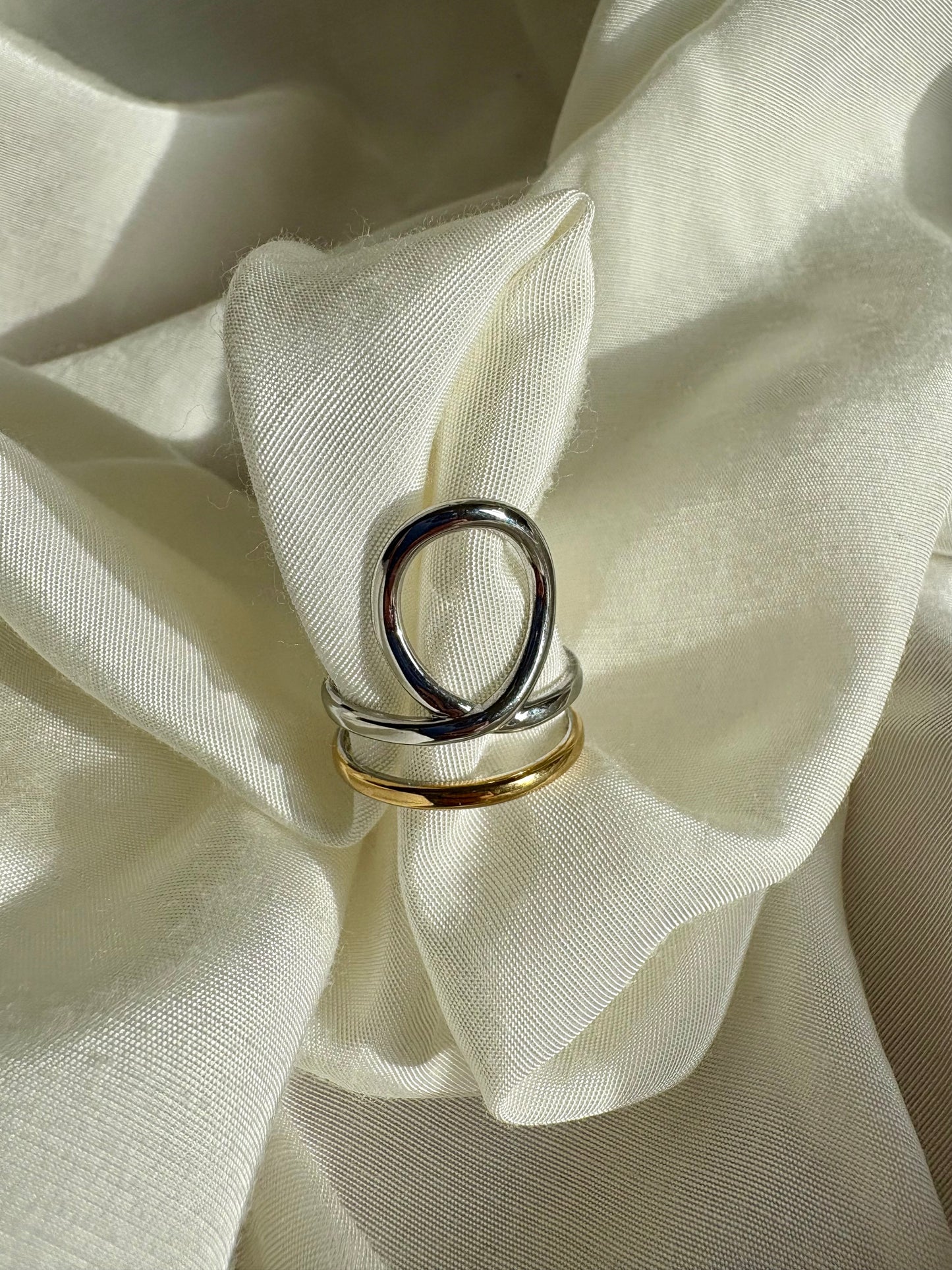 Edelstahl Ring Bicolor Retro