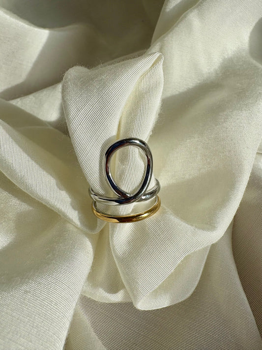 Edelstahl Ring Bicolor Retro