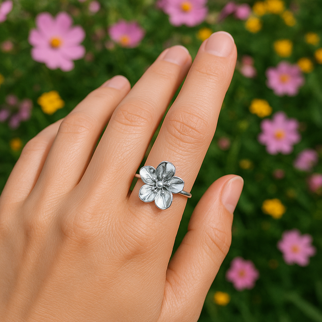 Edelstahl Ring Flower