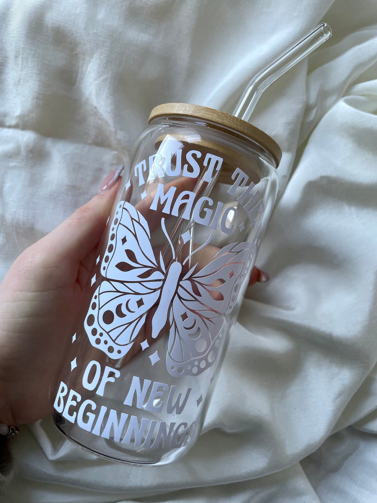 New Beginnings Schmetterling Glas