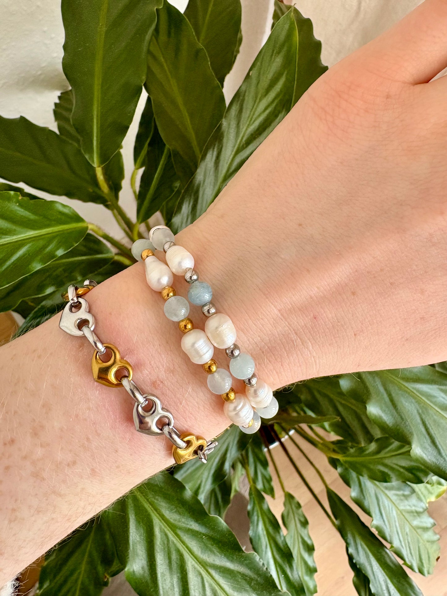 Hellblaues Armband Süßwasserperle