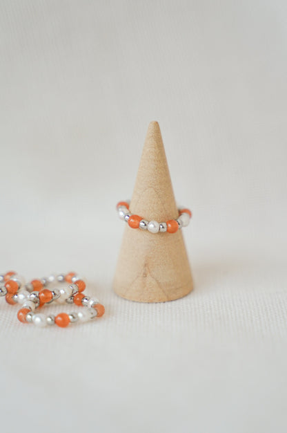 Perlenring Orange Süßwasserperle