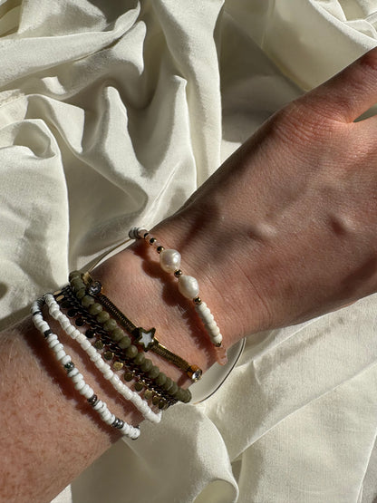 Edelstahl Armband Rose Pearl