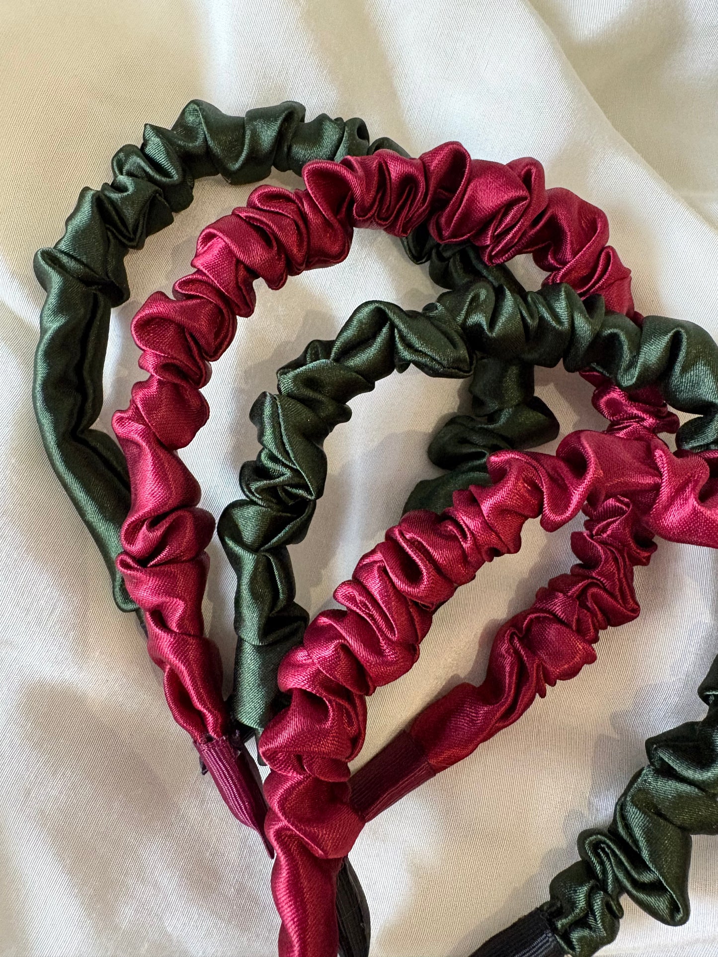 Haarreif Satin Grün & Bordeaux