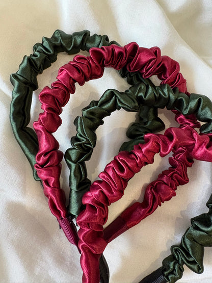 Haarreif Satin Grün & Bordeaux