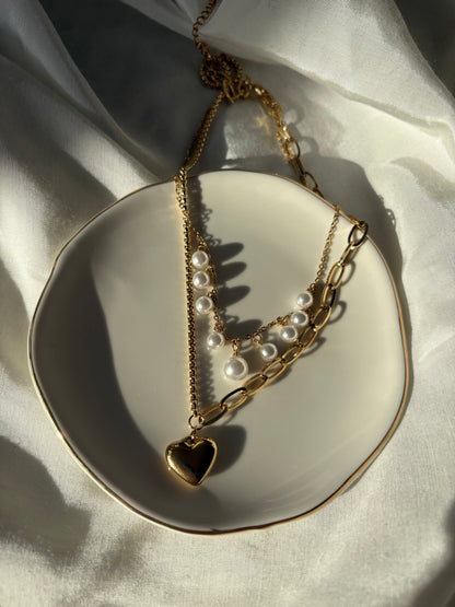 Edelstahl Kette Valentine Pearl