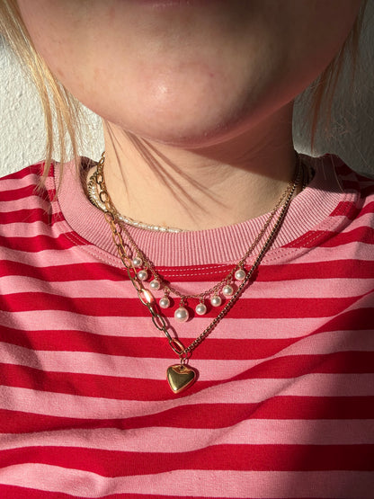 Edelstahl Kette Valentine Pearl