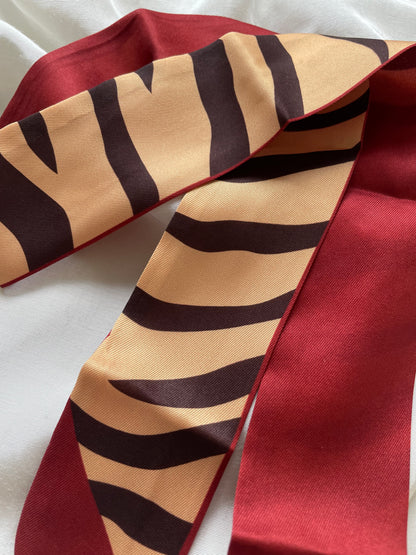 Haarschal Haarband Zebra Beige Rot