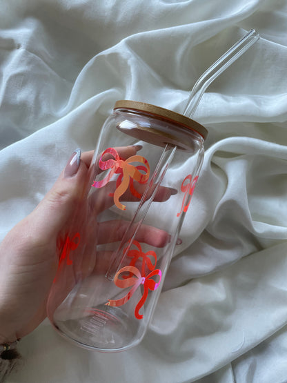 Schleifen Glas Pink Holo