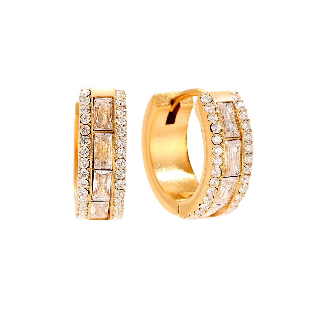 Edelstahl Ohrringe Vintage Hoope Diamonds