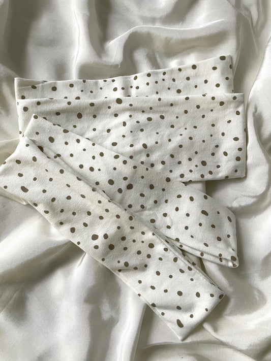 Haarband Weiß Beige Punkte