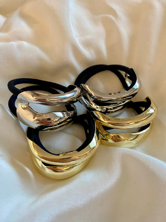 Haargummi Silber & Gold Metall