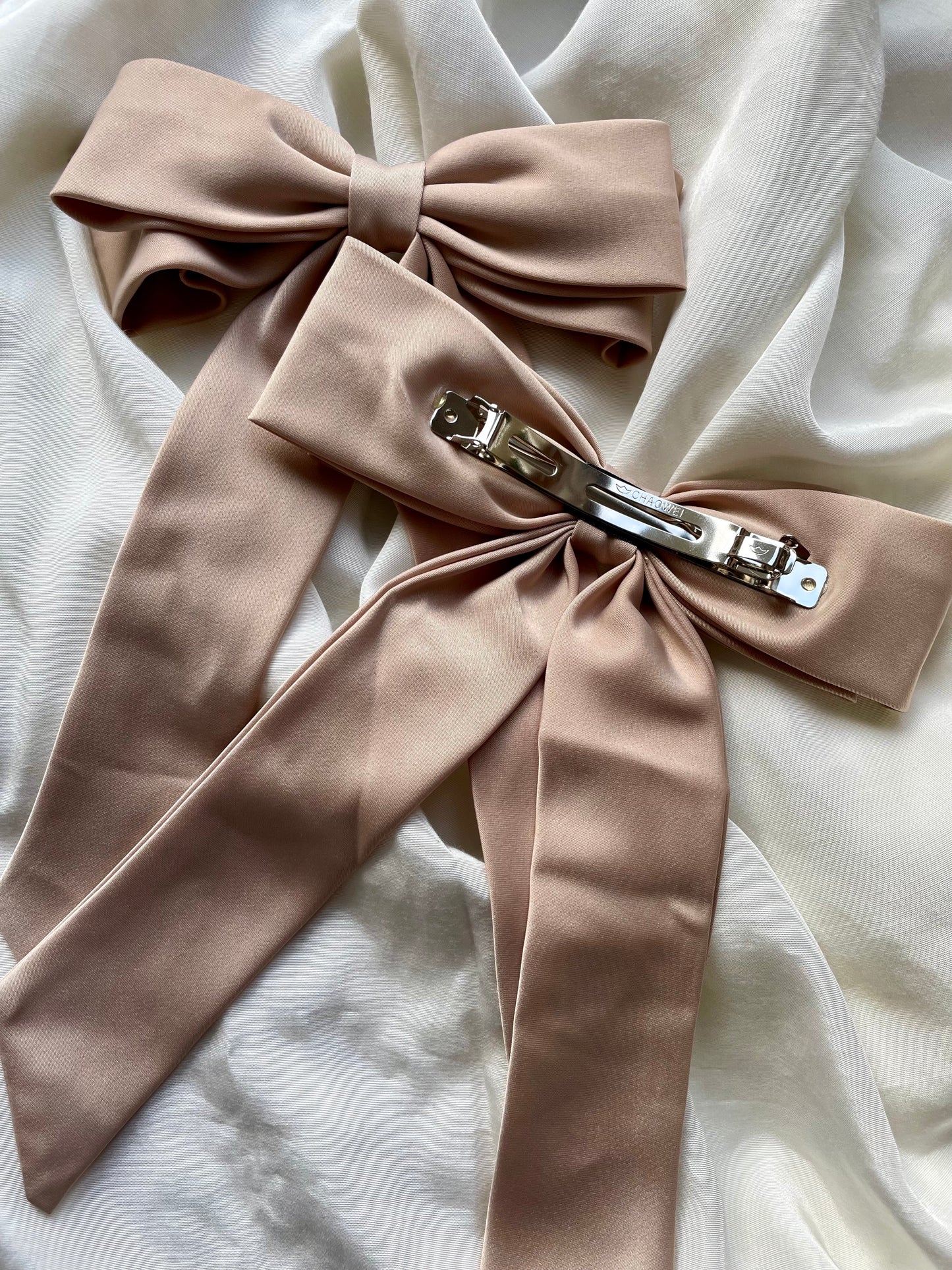 Haarschleife Beige Samt