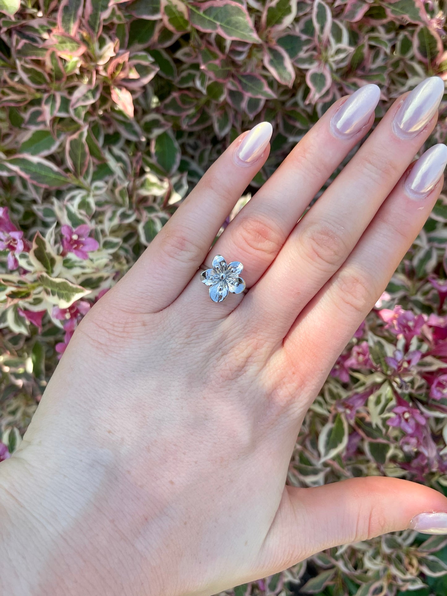 Edelstahl Ring Flower