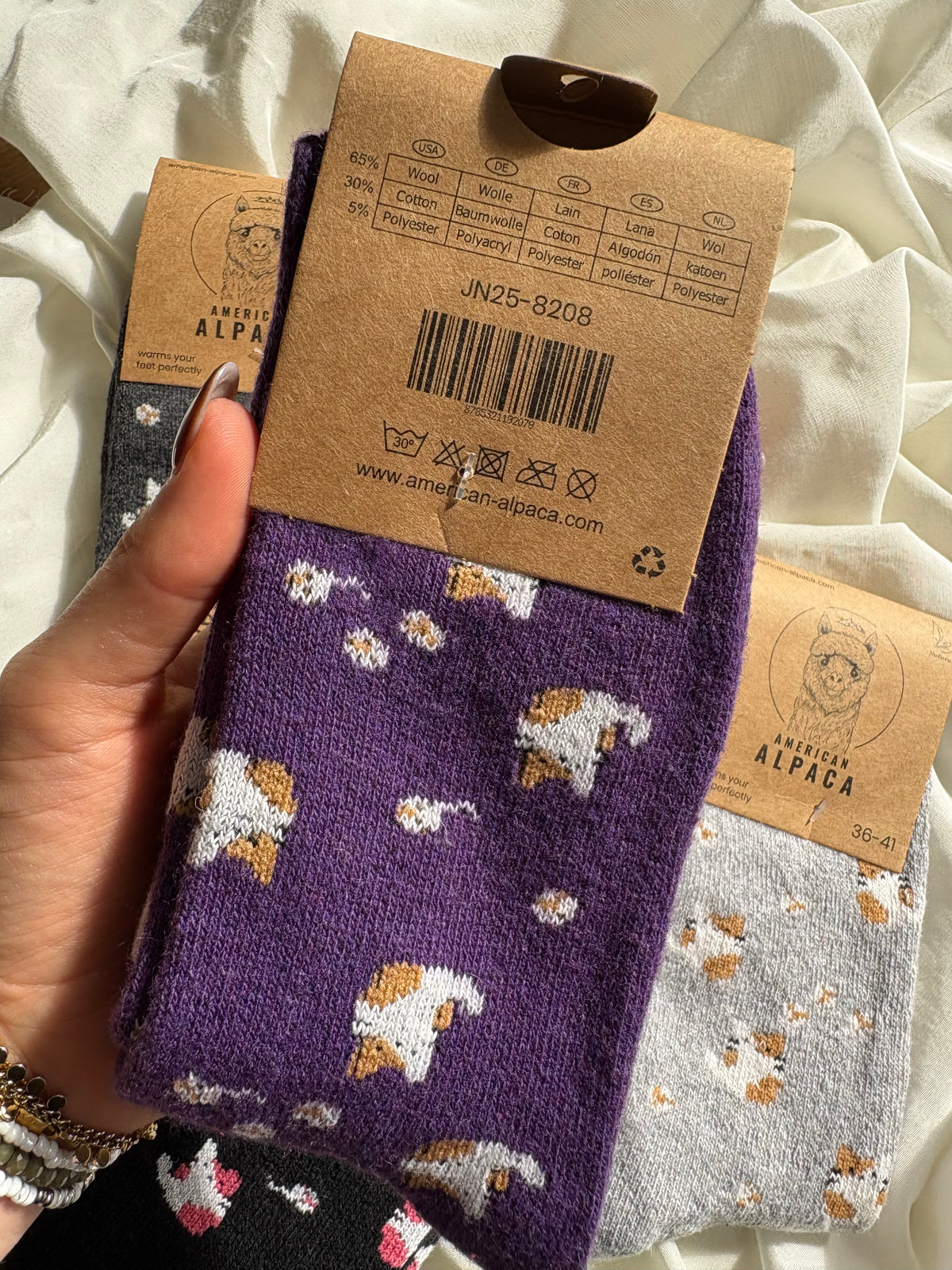 Alpaka Socken Katzen Muster