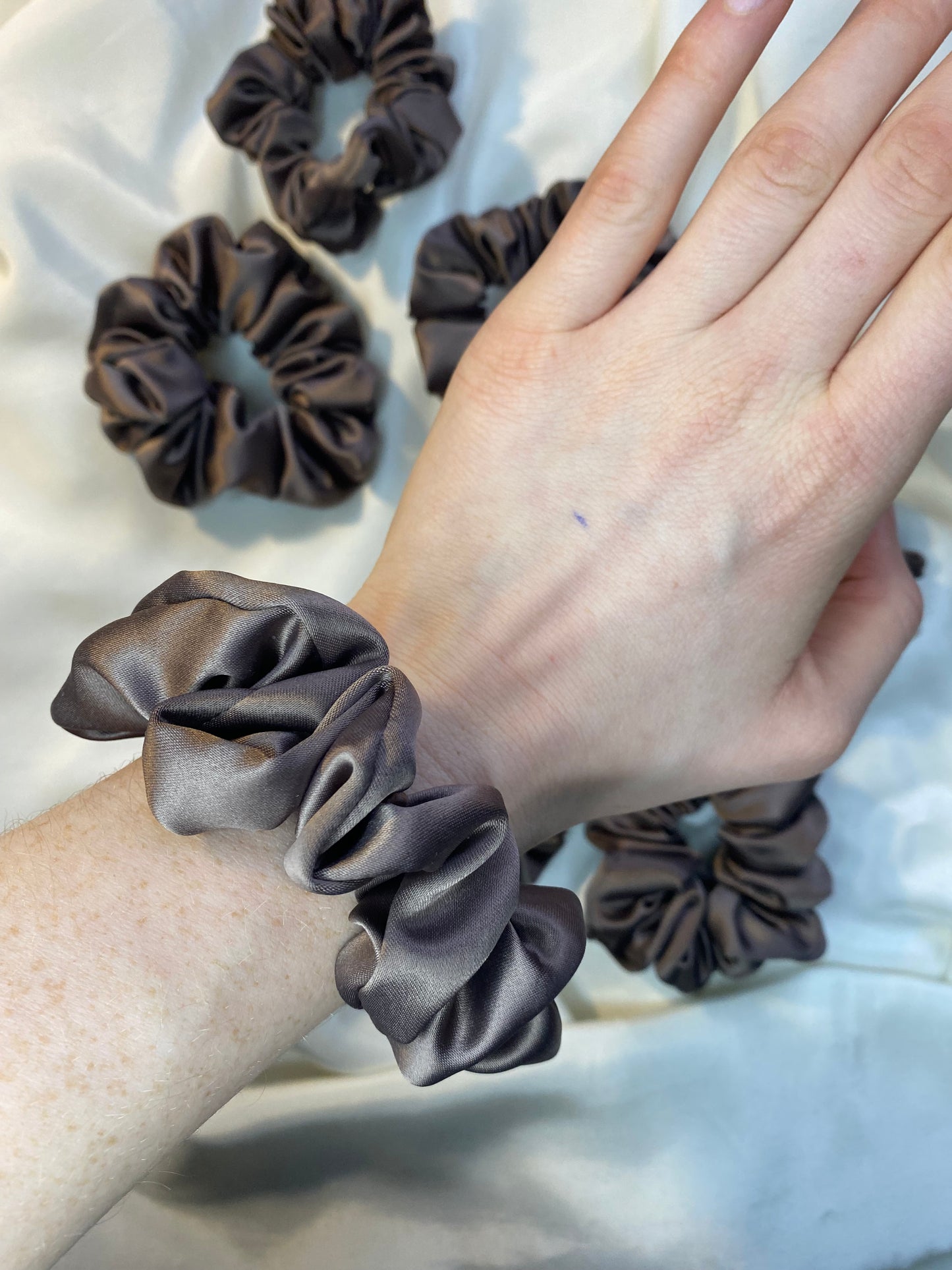 Scrunchie Taupe Satin