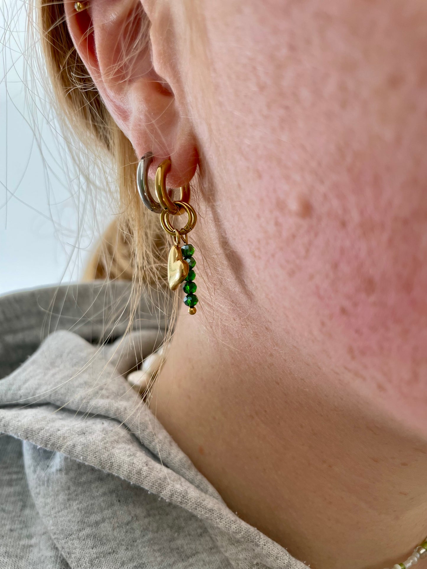 Edelstahl Ohrringe Matcha Herz