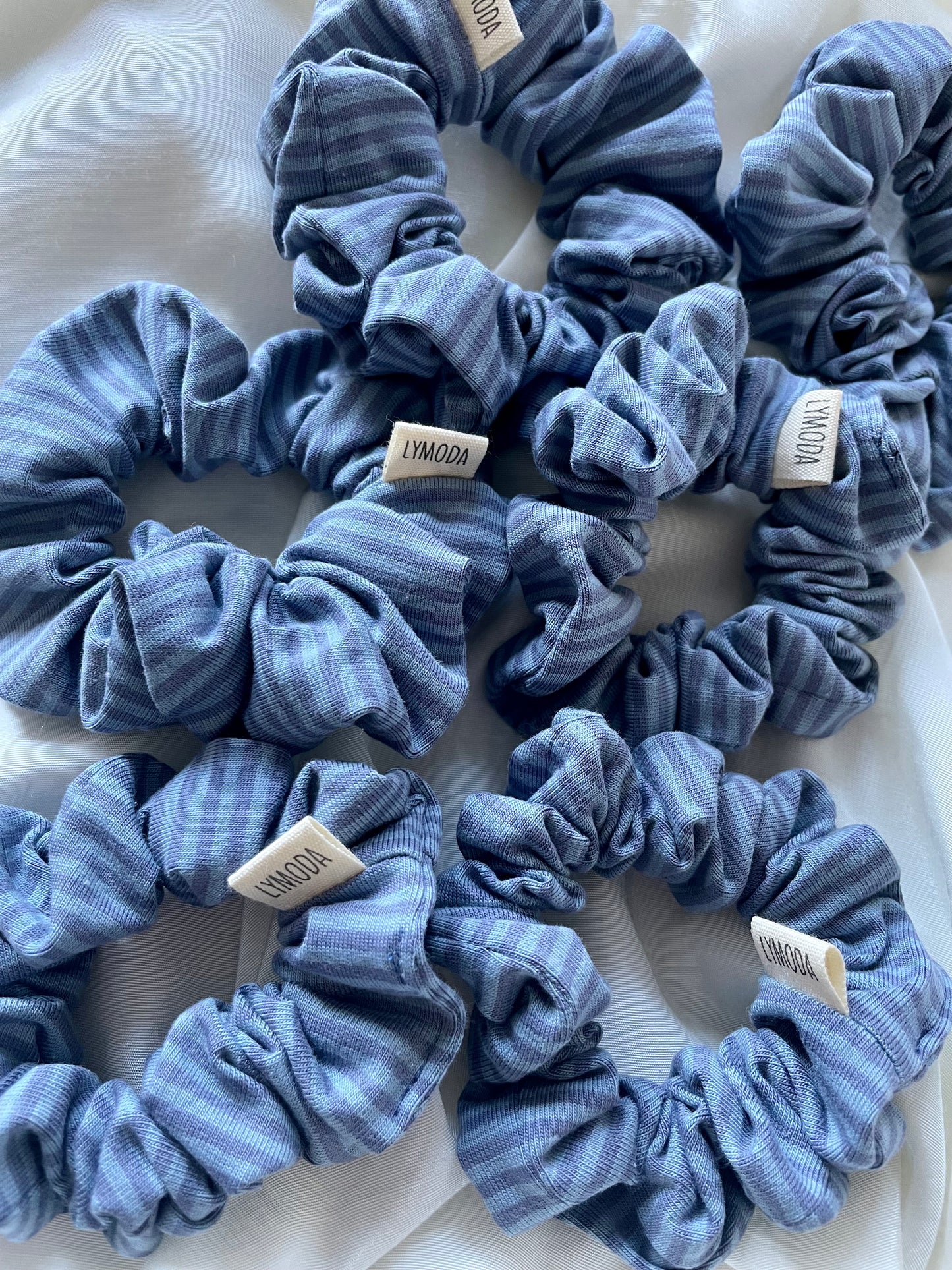 Scrunchiekollektion Strify gestreift Gelb Beige Blau