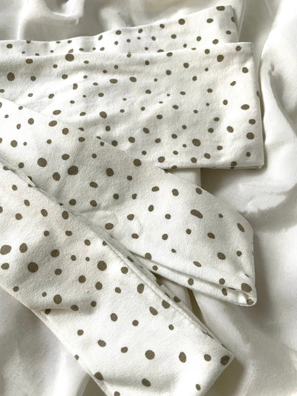 Haarband Weiß Beige Punkte