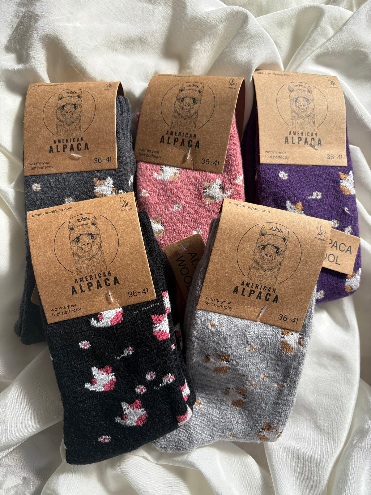 Alpaka Socken Katzen Muster