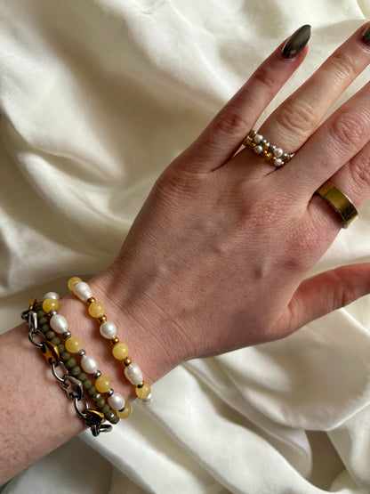 Pastellgelbes Süßwasserperle Armband