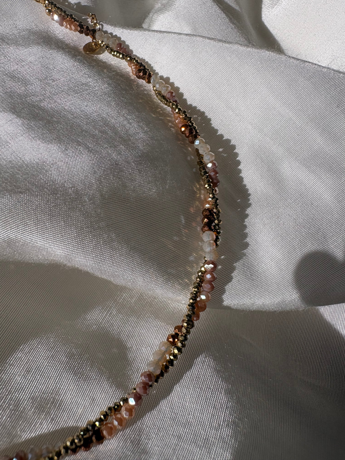 Edelstahl Perlenkette Swirl Braun
