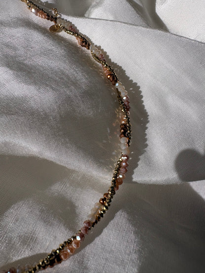 Edelstahl Perlenkette Swirl Braun