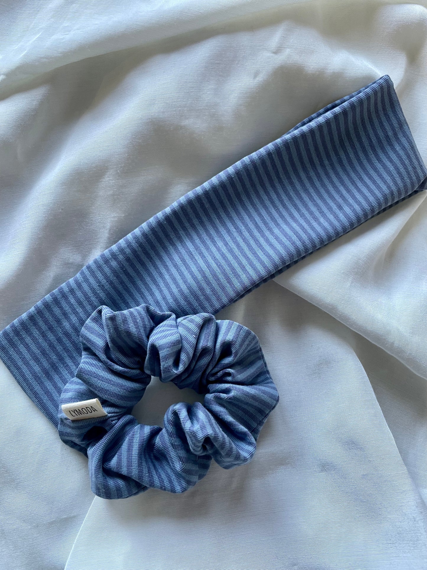 Scrunchiekollektion Strify gestreift Gelb Beige Blau