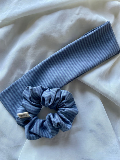 Scrunchiekollektion Strify gestreift Gelb Beige Blau