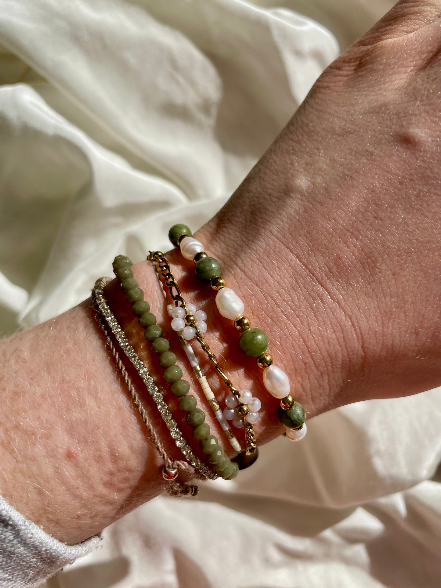 Matcha Armband Süßwasserperle