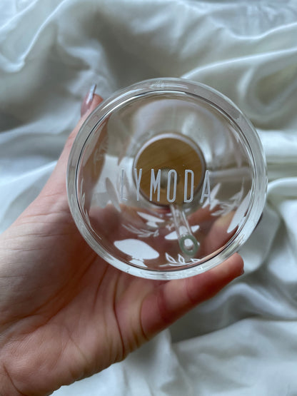 Pilze mit Blättern Glas